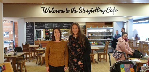 Fiona MacDougall and Amy Douglas at The Scottish Storytelling Centre